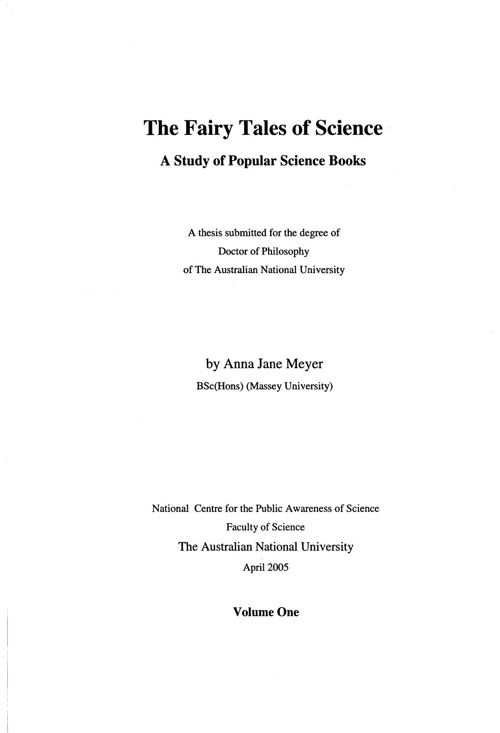 The Fairy Tales of Science