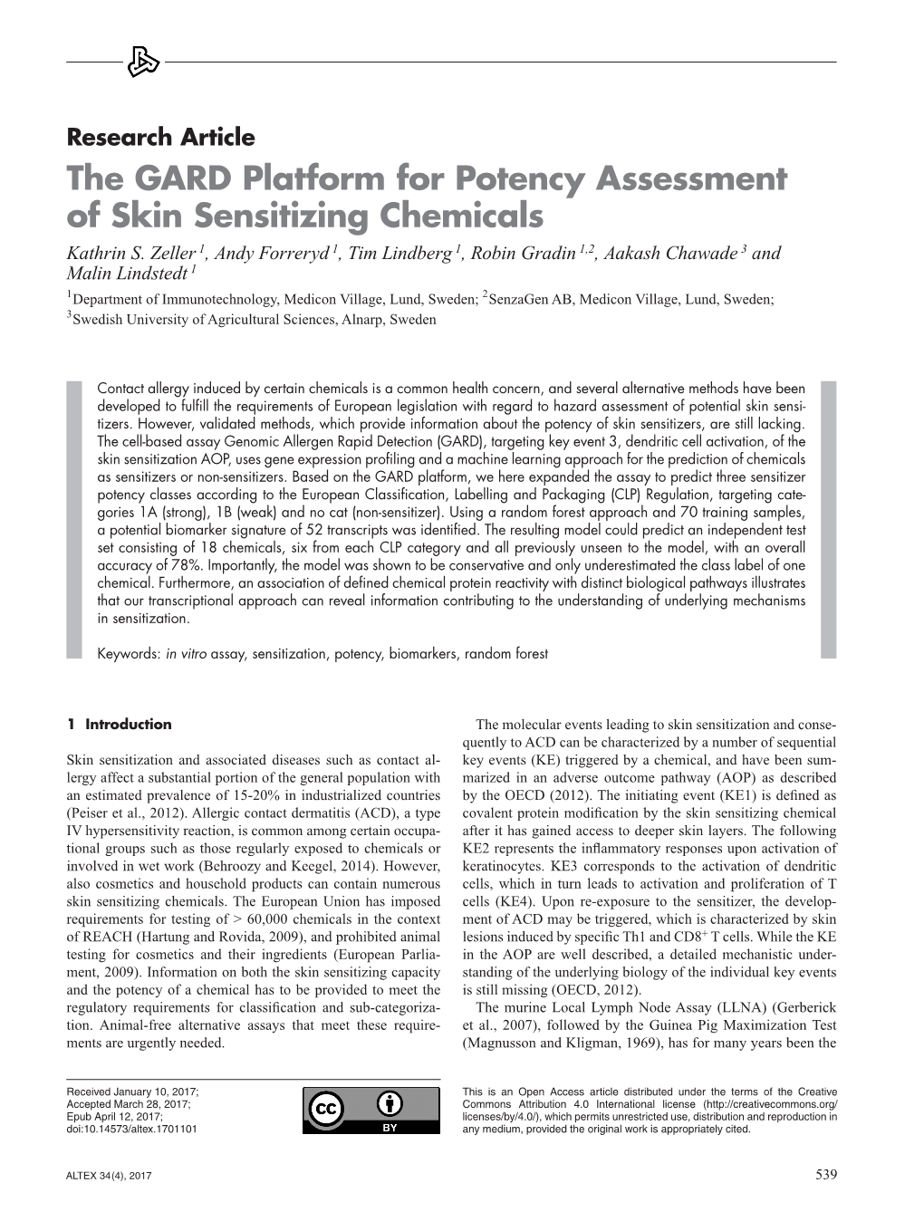 The GARD Platform for Potency Assessment of Skin Sensitizing Chemicals Kathrin S