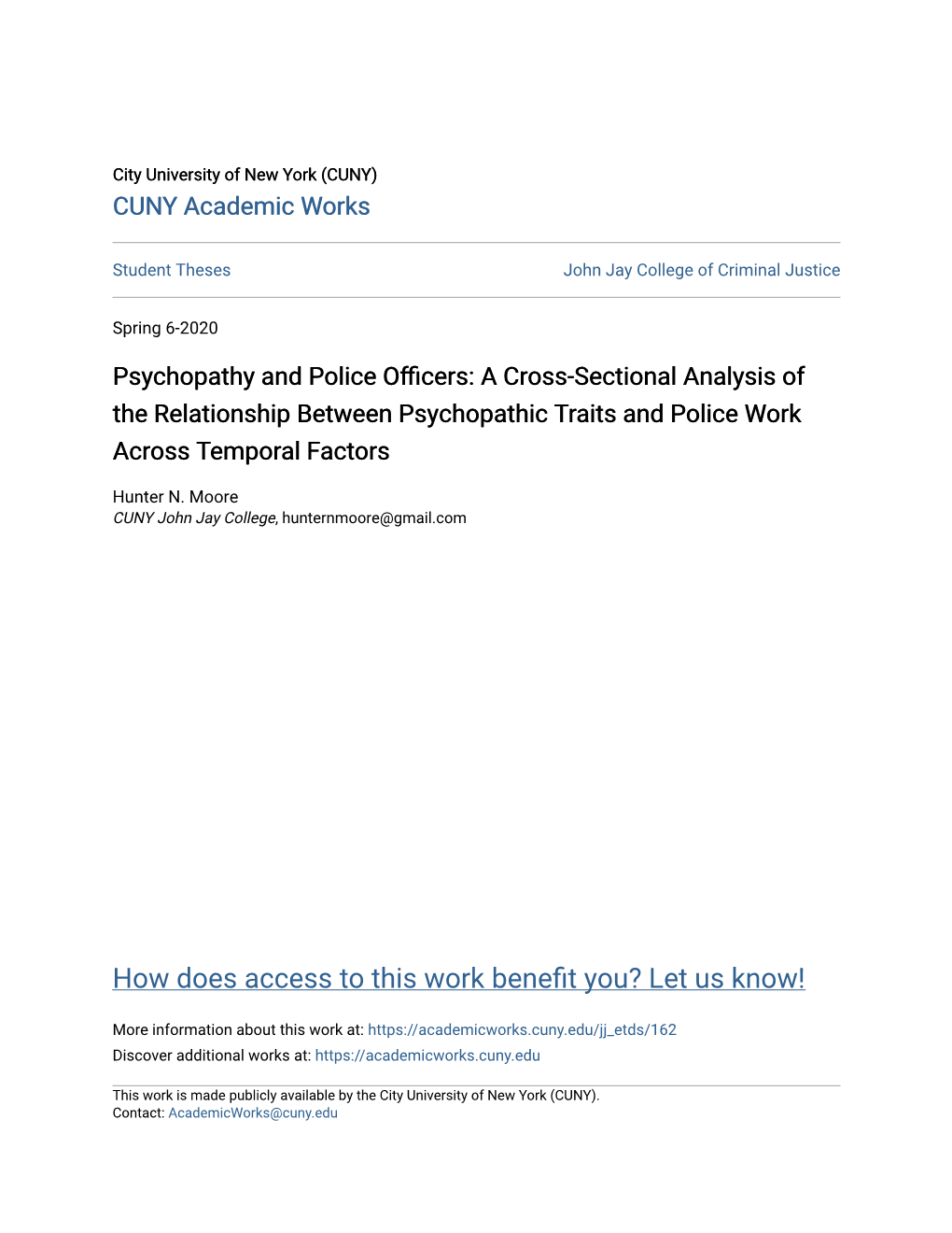 Psychopathy and Police Officers: a Cross-Sectional Analysis of the Relationship Between