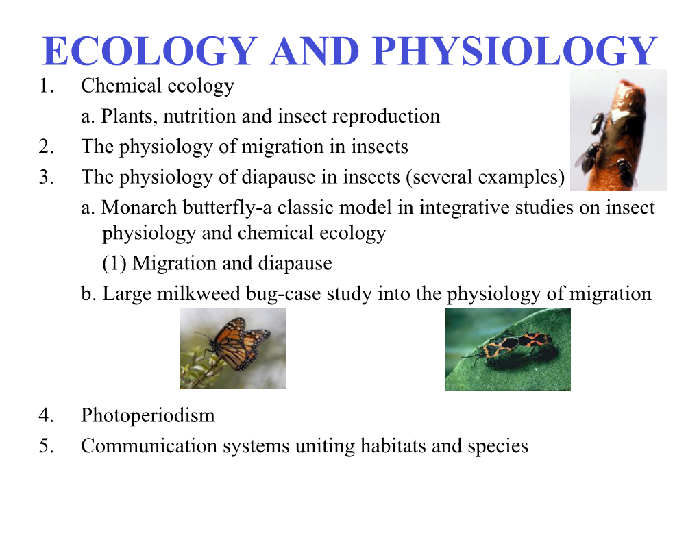 Ecology and Physiology 1