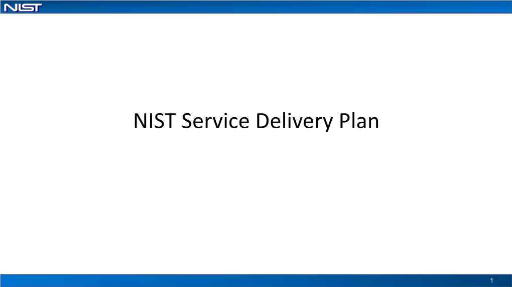 NIST Service Delivery Plan