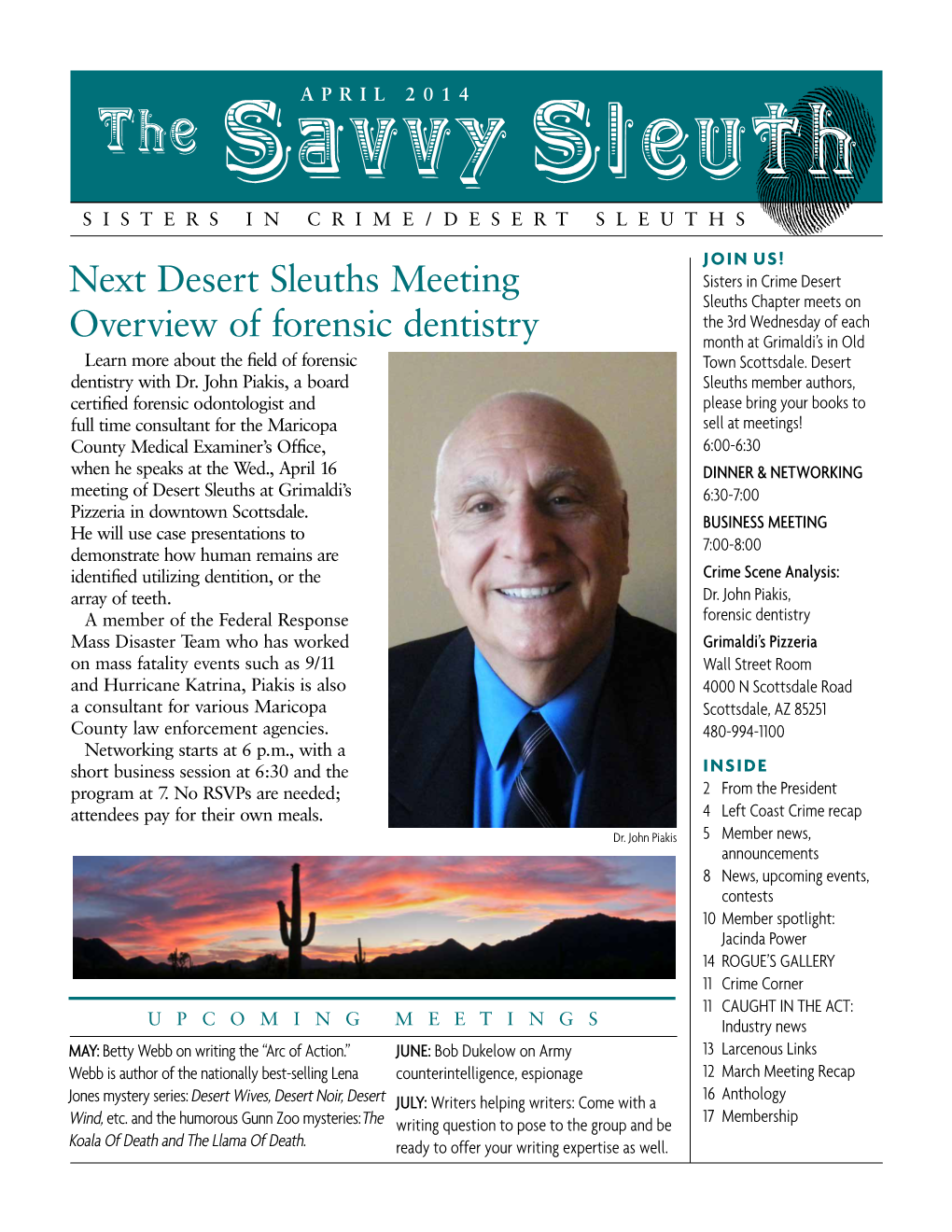 Next Desert Sleuths Meeting Overview of Forensic Dentistry