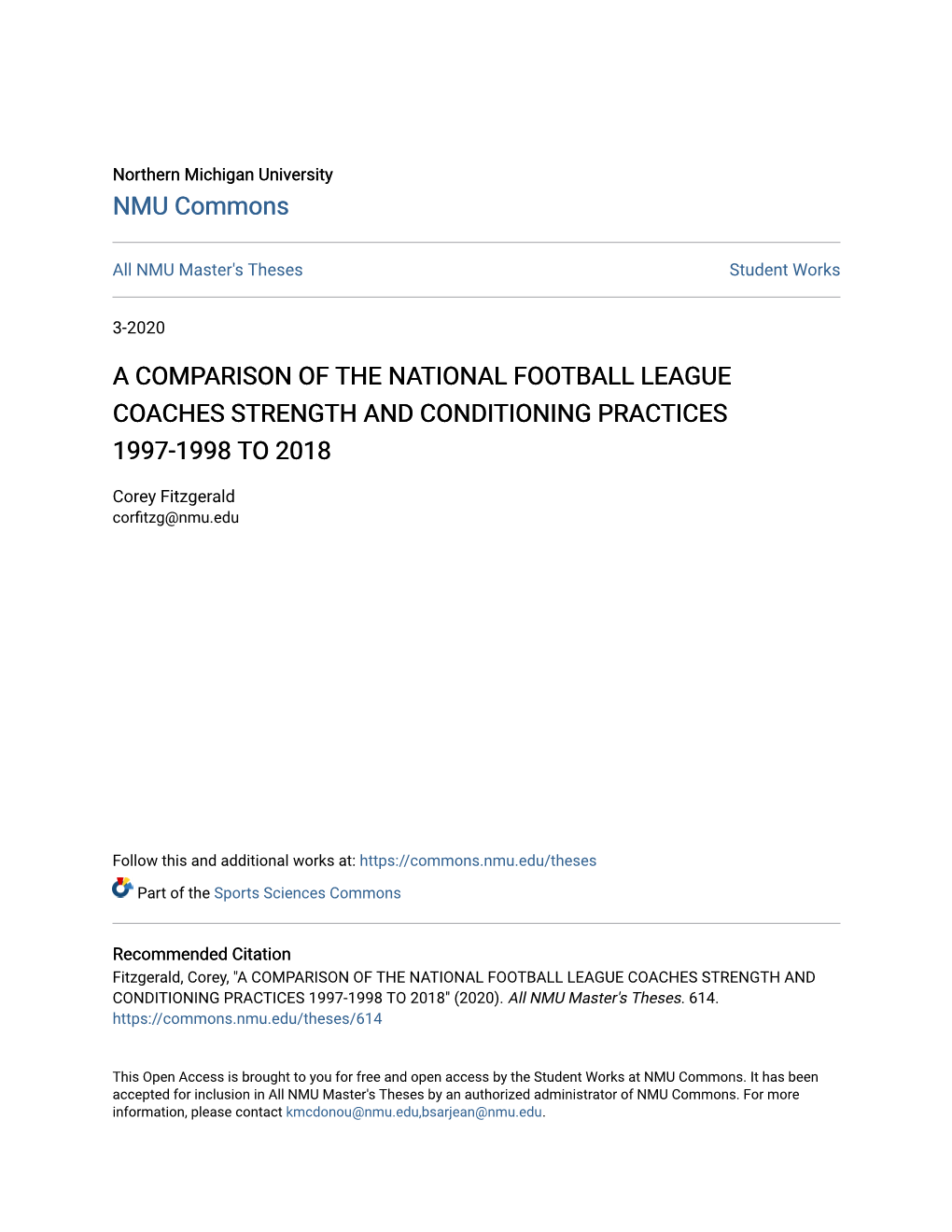 A Comparison of the National Football League Coaches Strength and Conditioning Practices 1997-1998 to 2018