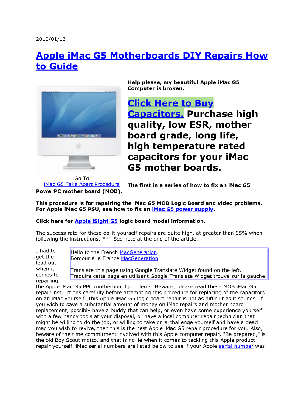 Apple Imac G5 Motherboard Repairs Picture