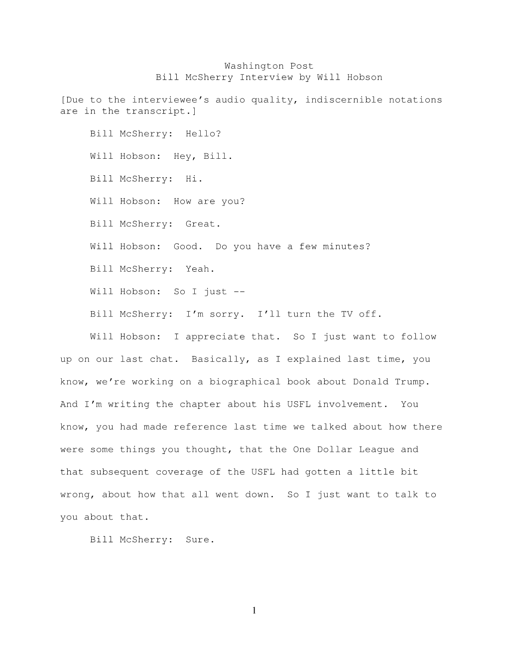 Interview Transcripts Bill Mcsherry