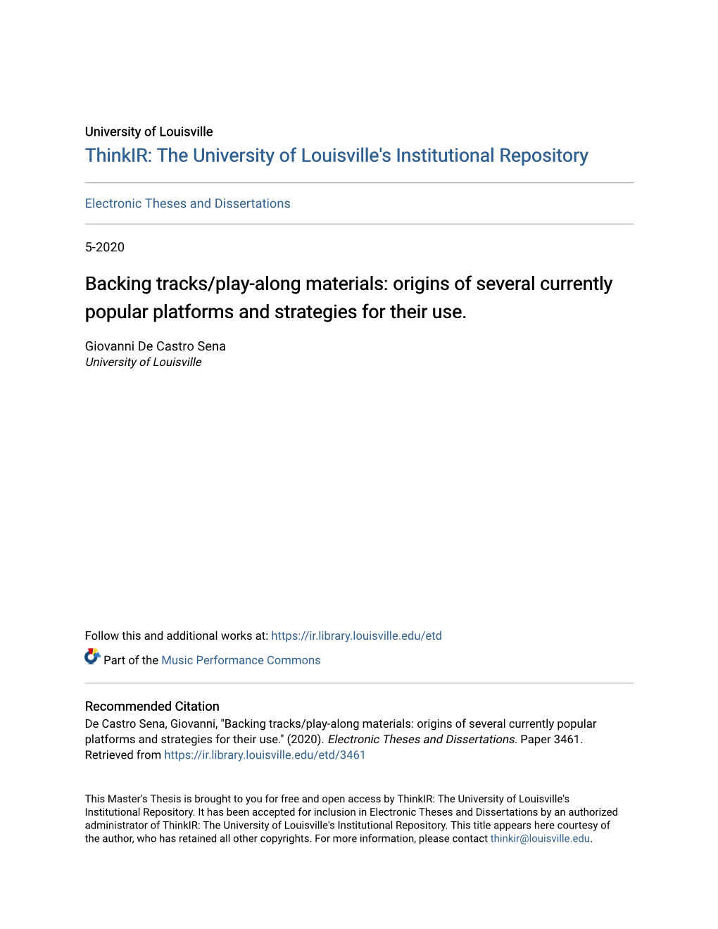 Backing Tracks/Play-Along Materials: Origins of Several Currently Popular Platforms and Strategies for Their Use