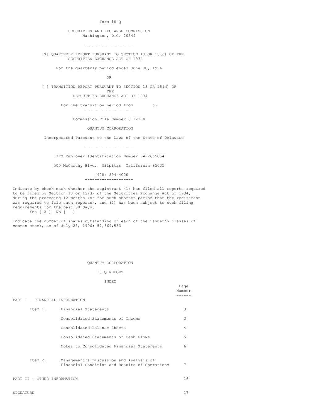 Form 10-Q SECURITIES and EXCHANGE COMMISSION