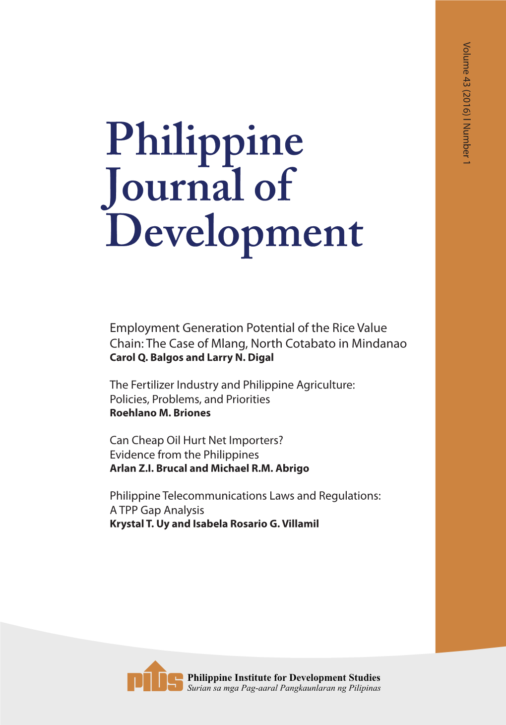 Employment Generation Potential of the Rice Value Chain: the Case of Mlang, North Cotabato in Mindanao Carol Q