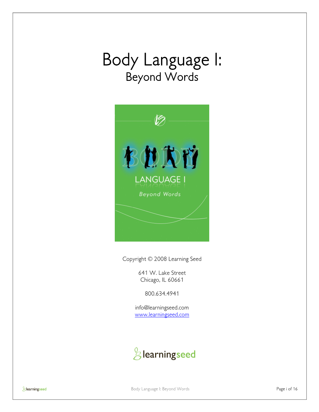 Body Language I: Body Language I