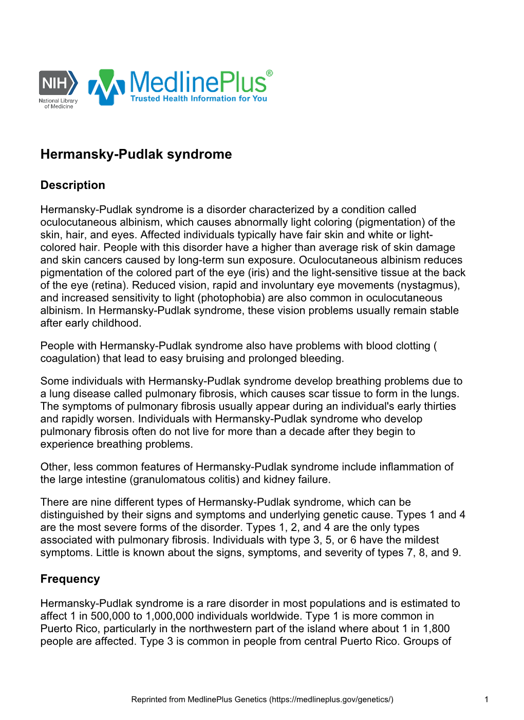Hermansky-Pudlak Syndrome