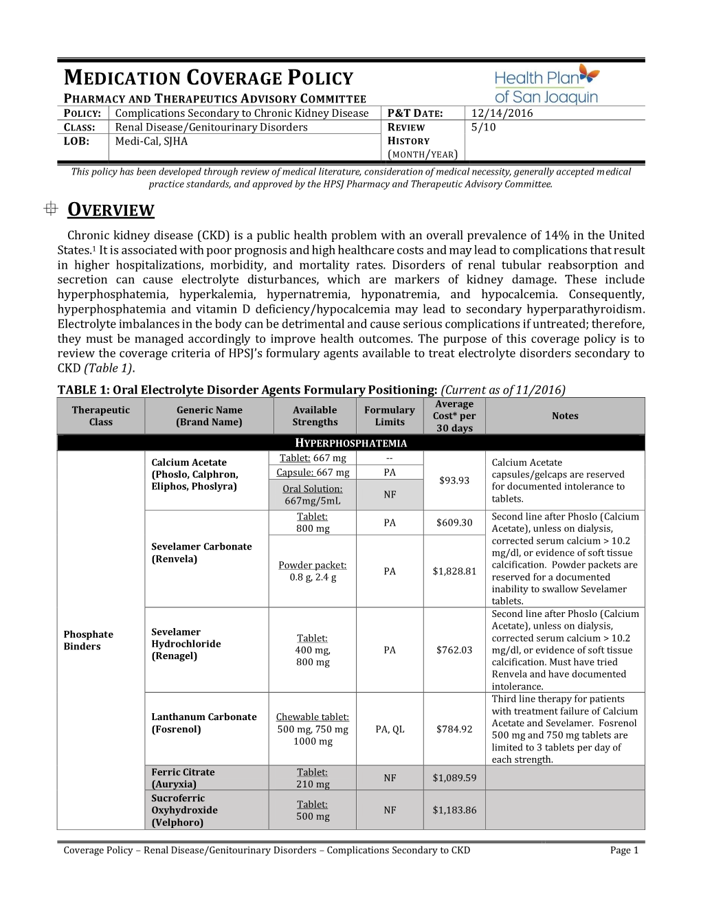 Medication Coverage Policy