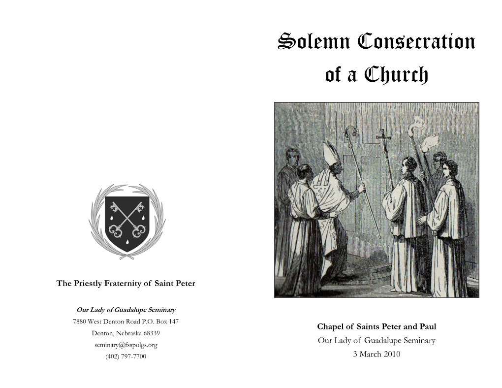 Solemn Consecration of a Church