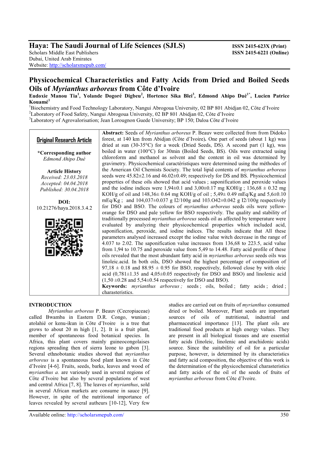 Physicochemical Characteristics and Fatty Acids from Dried and Boiled