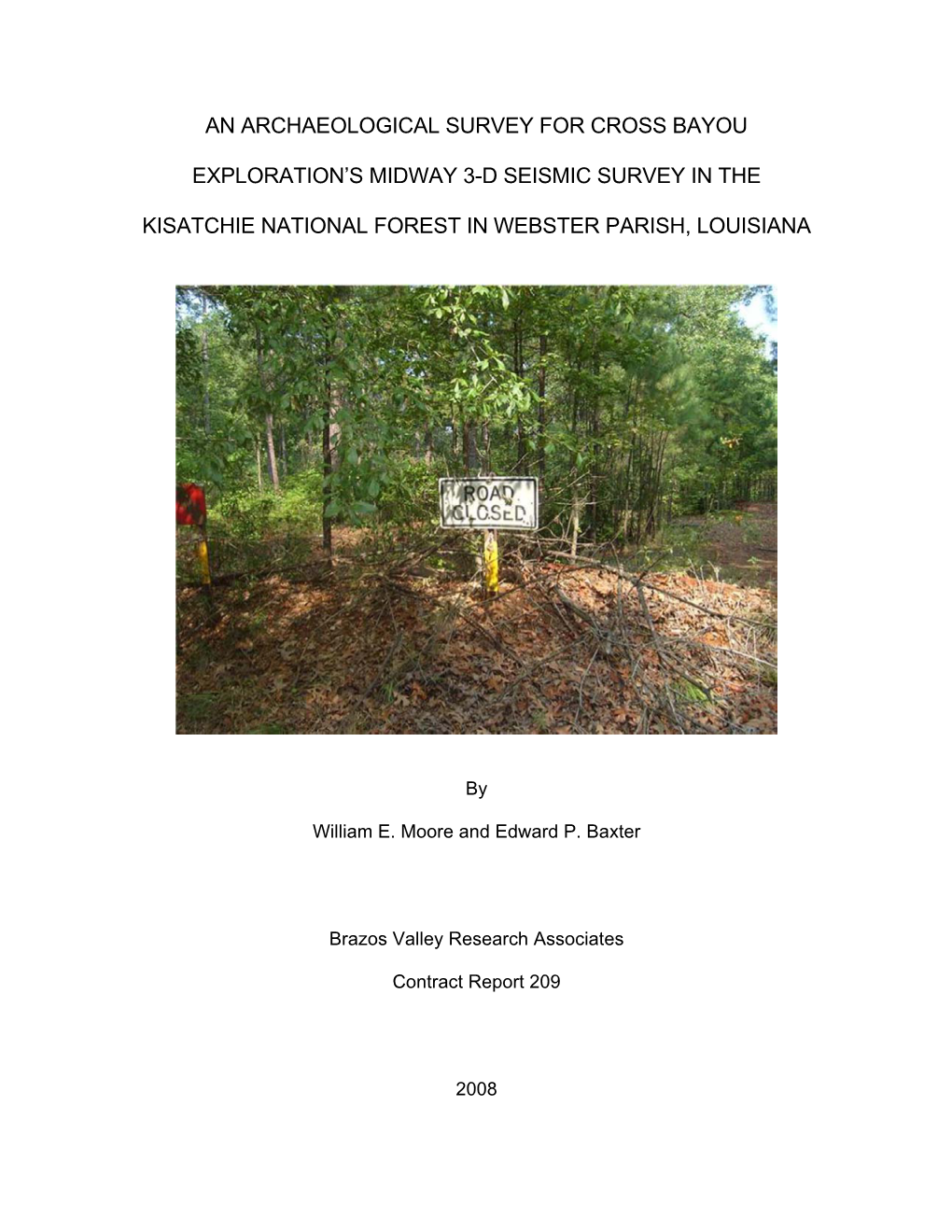 An Archaeological Survey for Cross Bayou