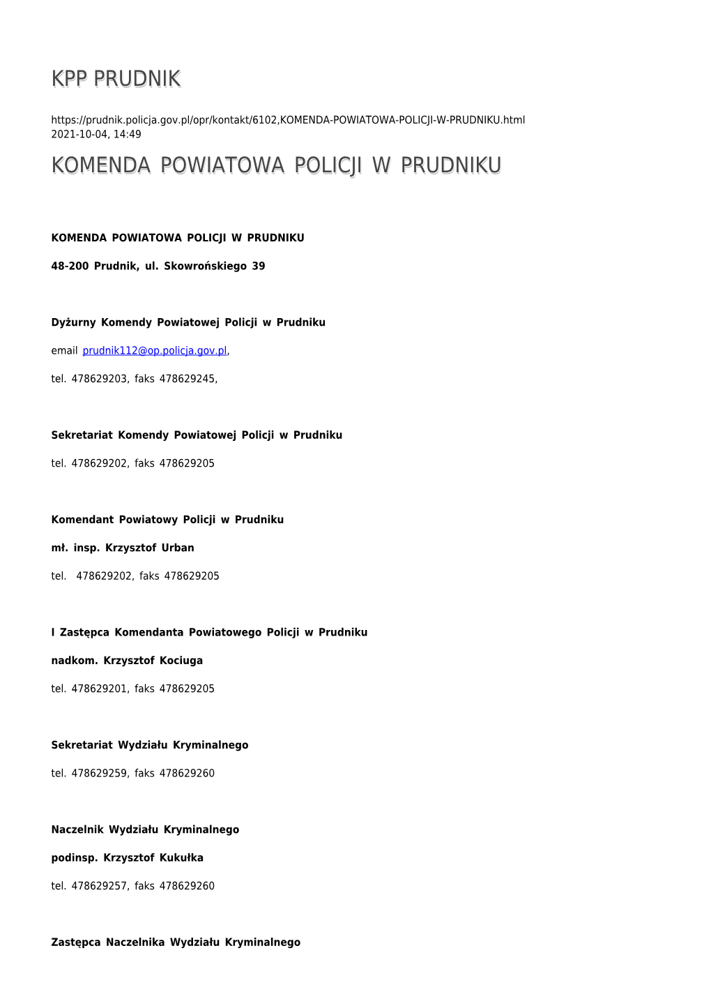 Komenda Powiatowa Policji W Prudniku