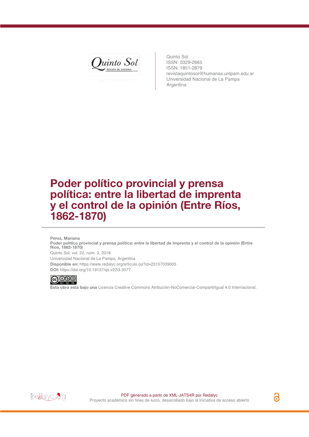 Poder Político Provincial Y Prensa Política: Entre La Libertad De Imprenta Y El Control De La Opinión (Entre Ríos, 1862-1870)