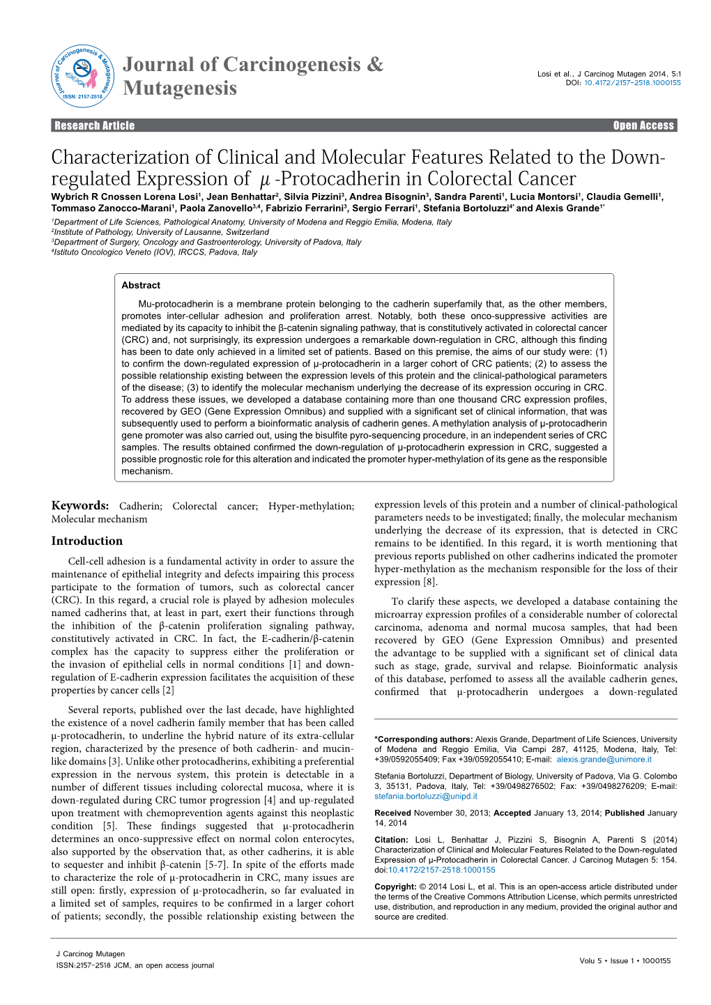 Protocadherin in Colorectal Cancer