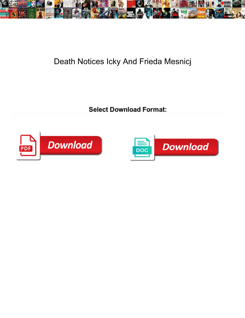 Death Notices Icky and Frieda Mesnicj