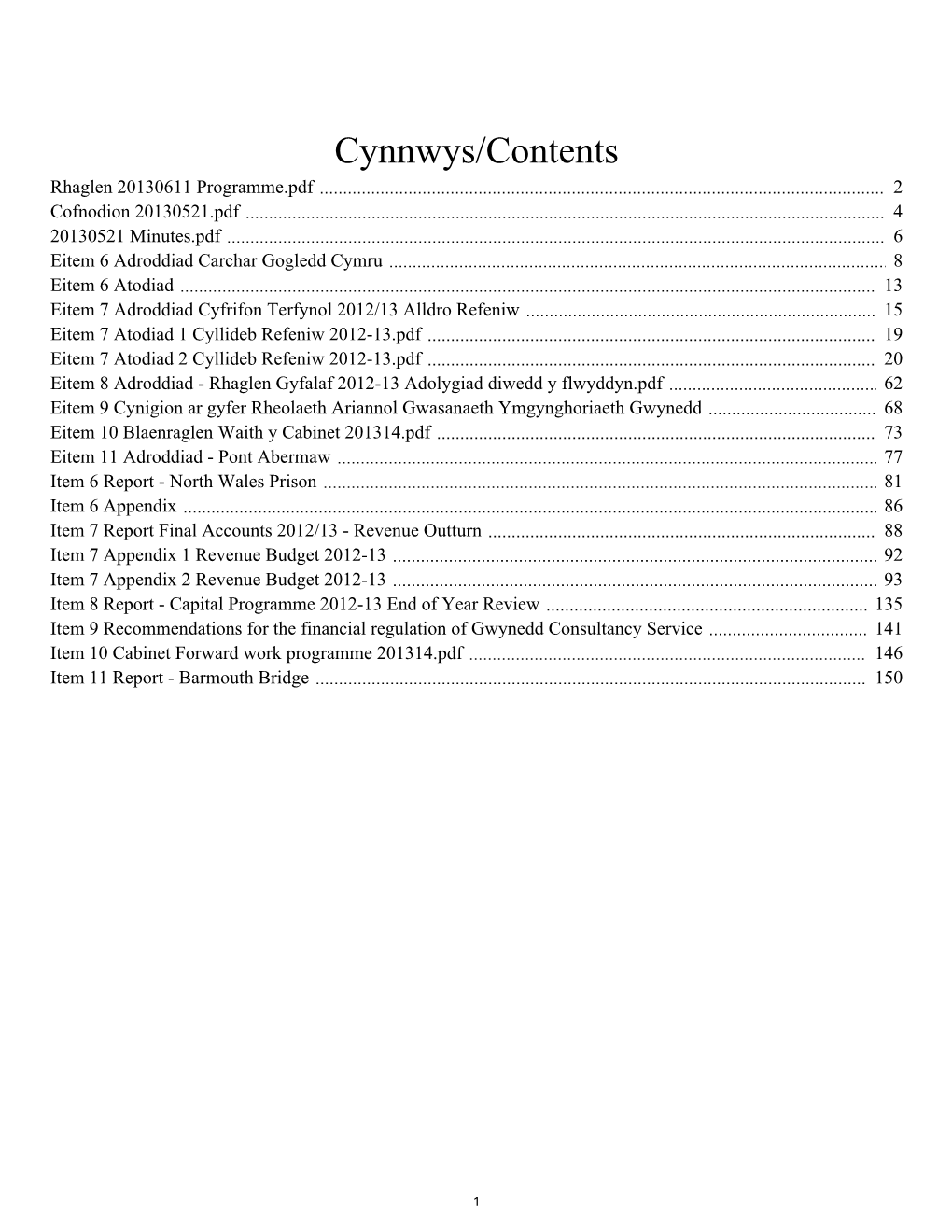 Cynnwys/Contents