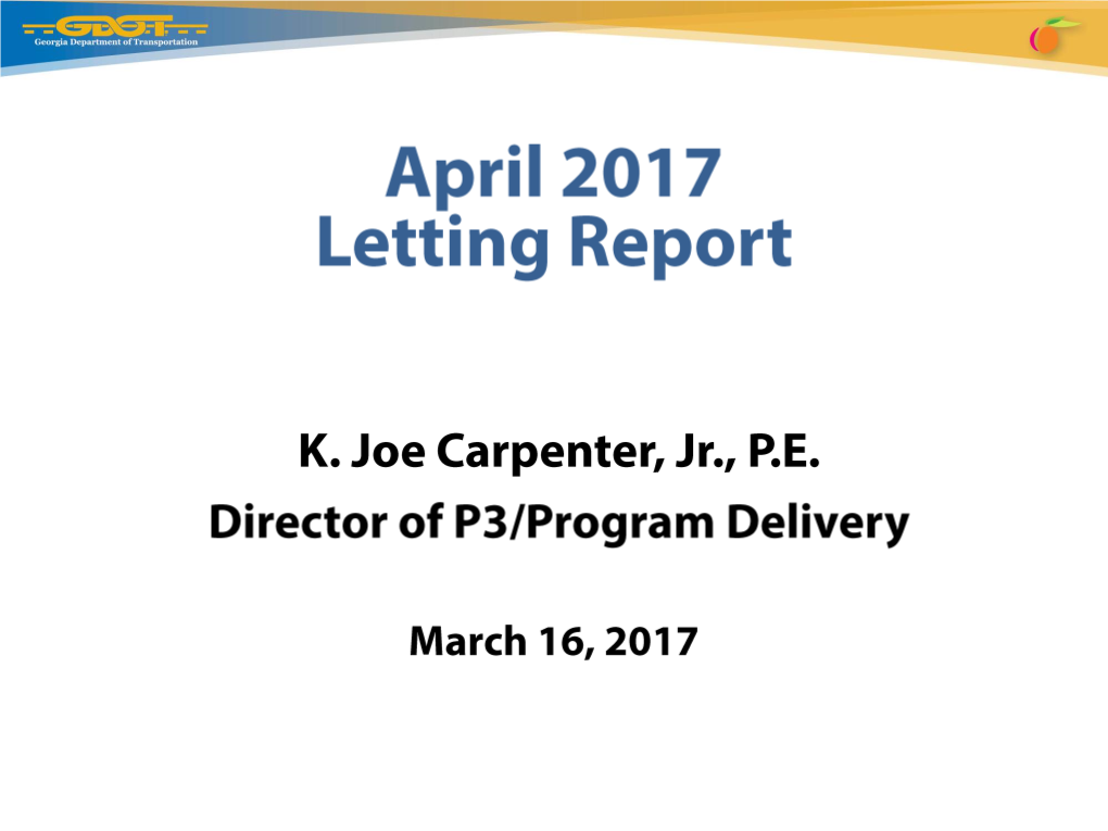 Fiscal Year 2017 Letting Report Number of Projects Let in FY 2017 (Contractor Low Bid Award Data)