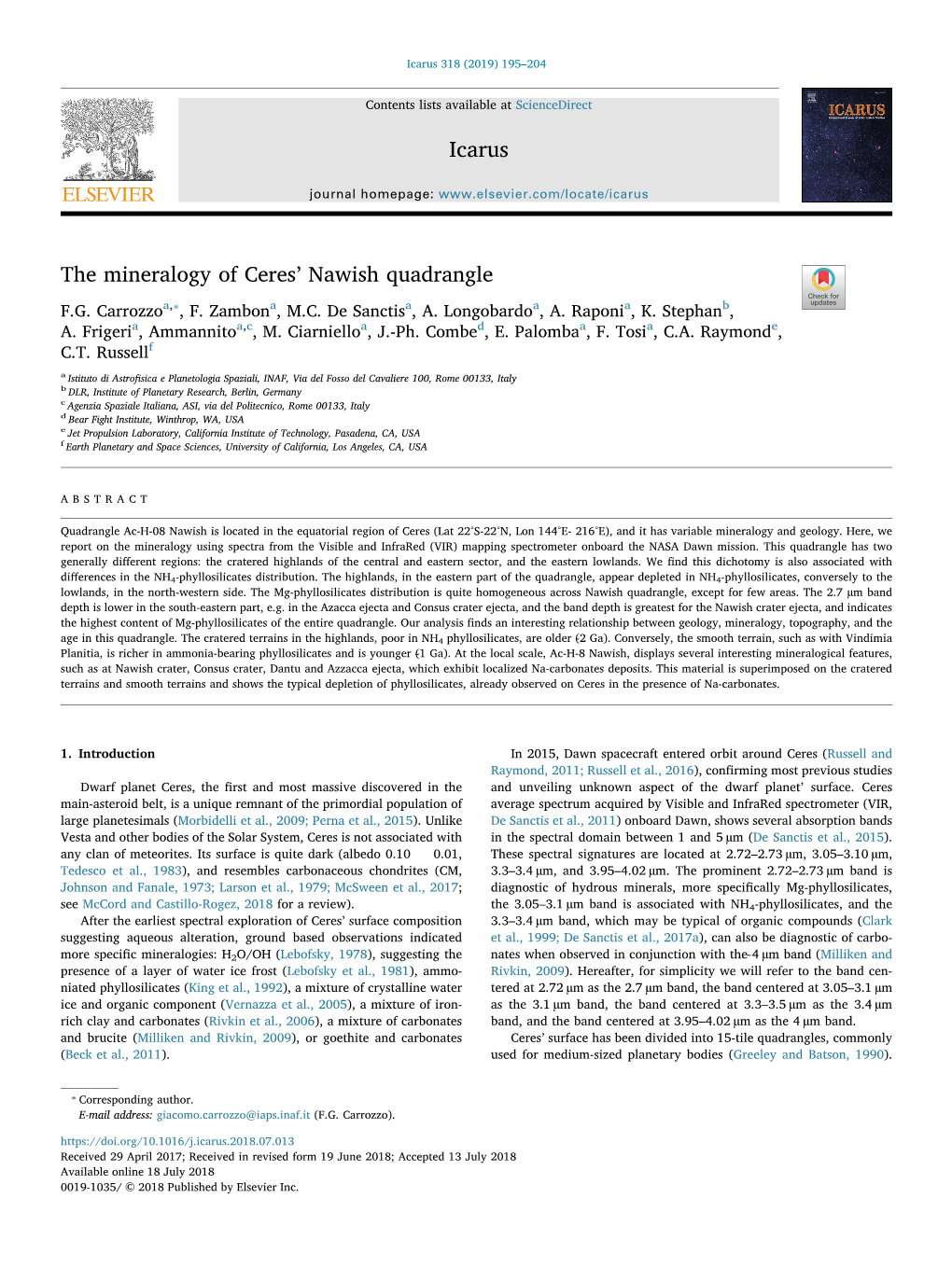 The Mineralogy of Ceres' Nawish Quadrangle