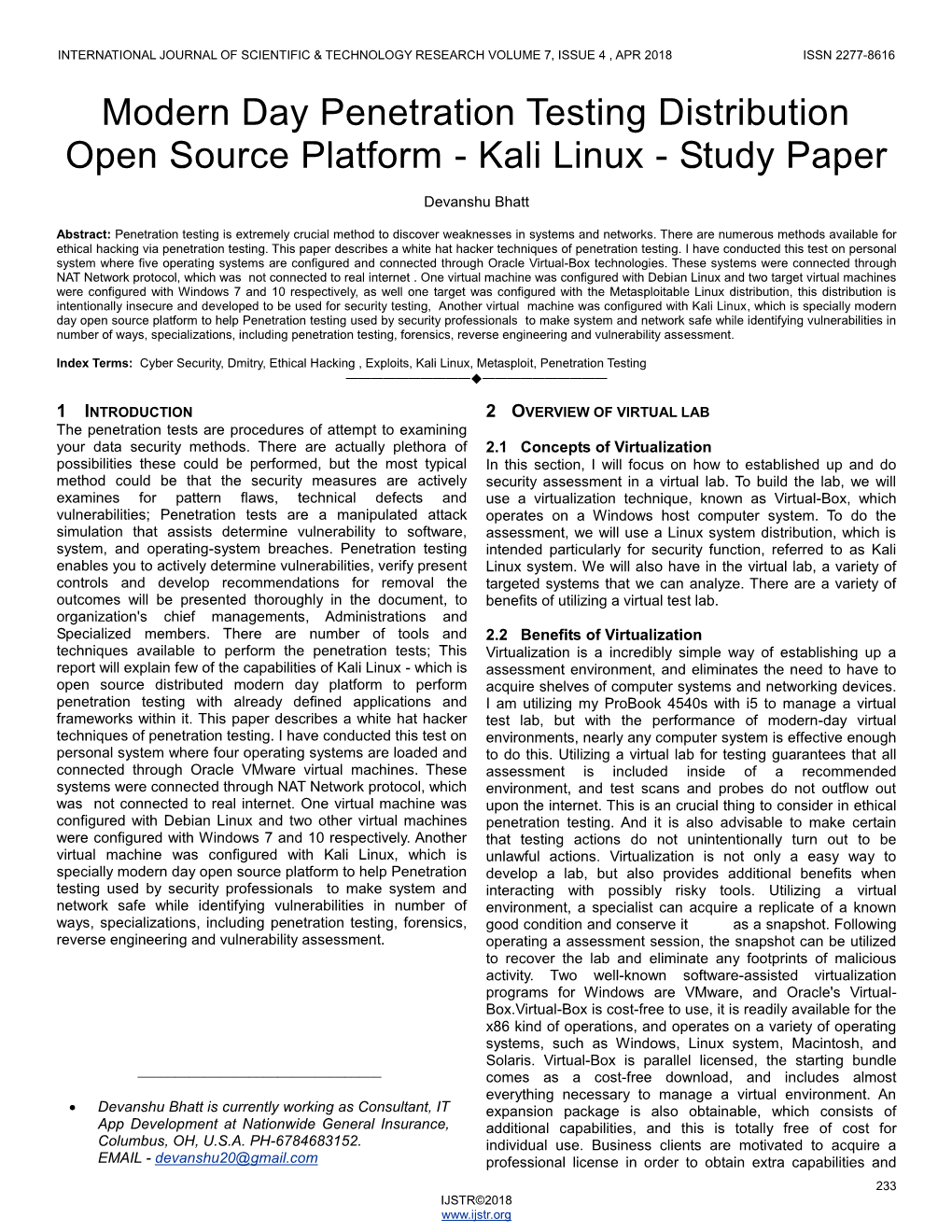 Kali Linux - Study Paper