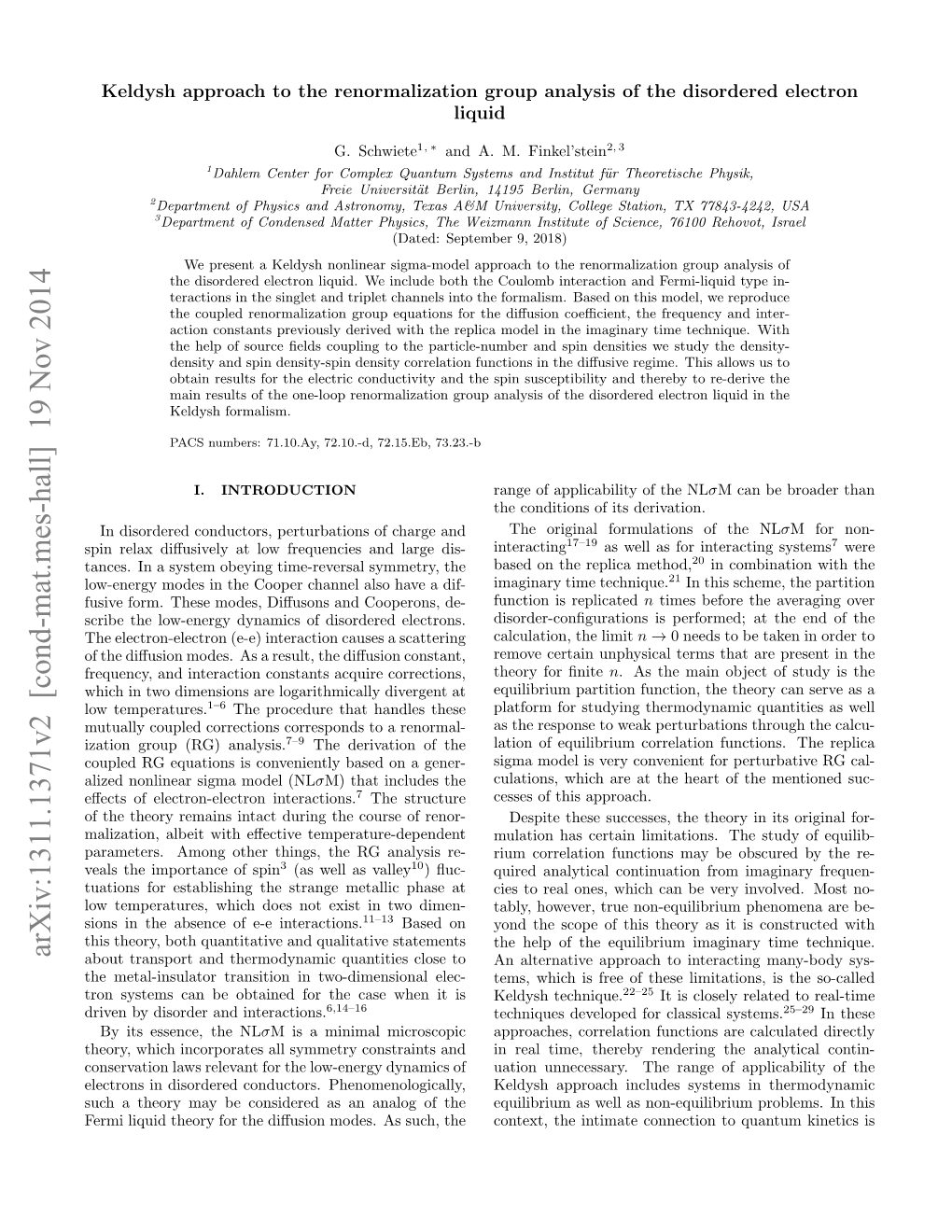 Keldysh Approach to the Renormalization Group Analysis of the Disordered Electron Liquid