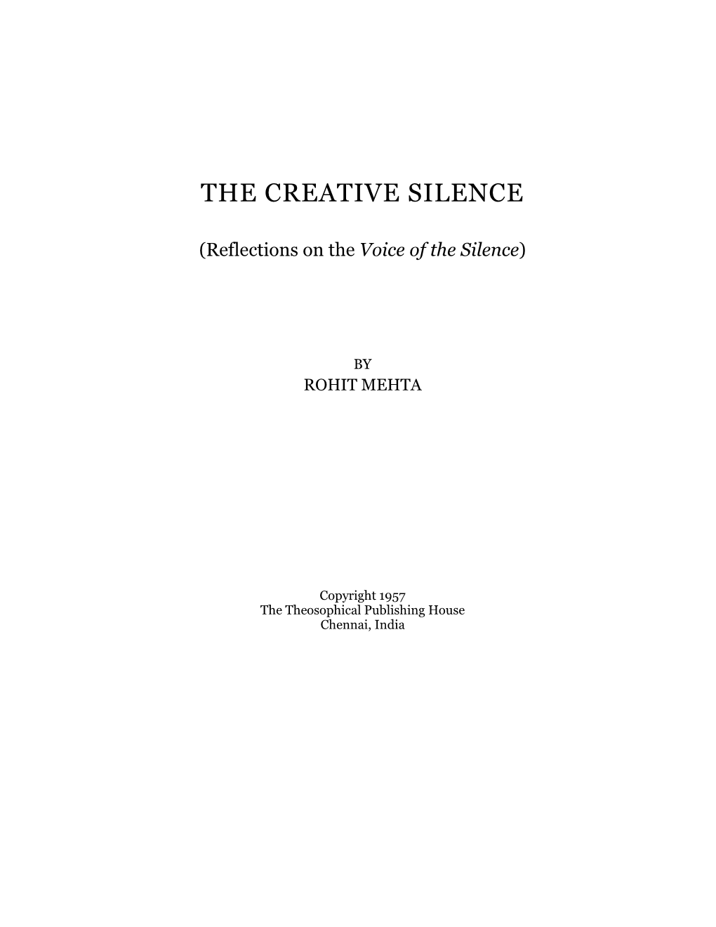 The Creative Silence