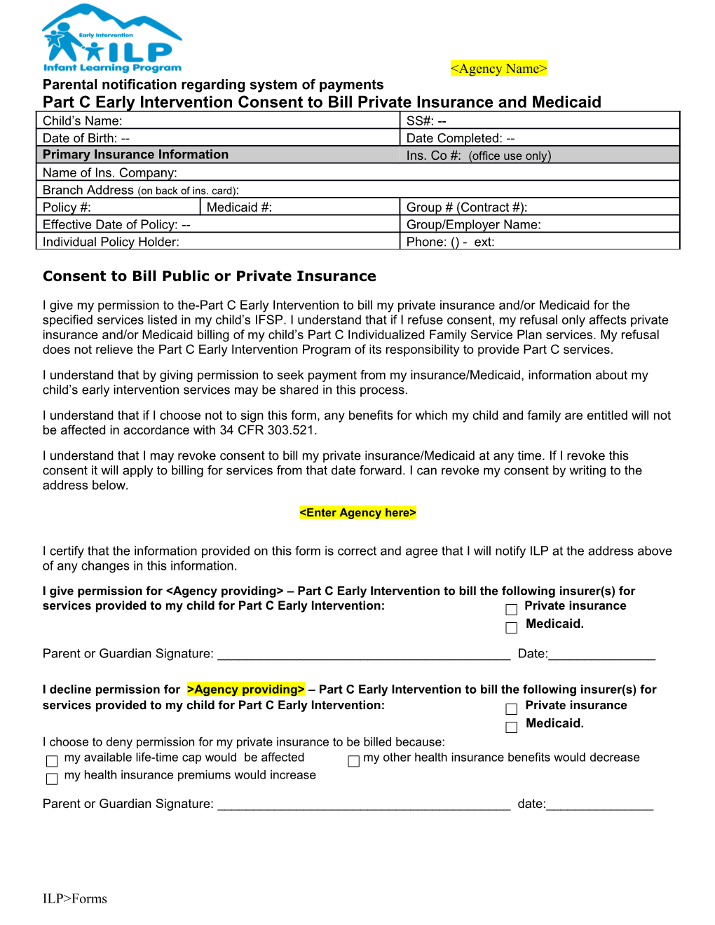 Parental Notification Regarding System of Payments