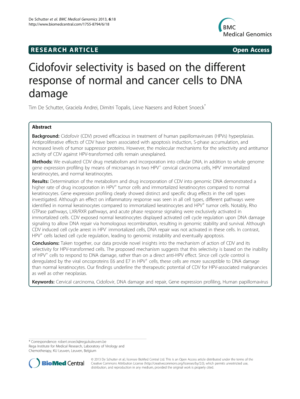 Cidofovir Selectivity Is Based on the Different Response of Normal And