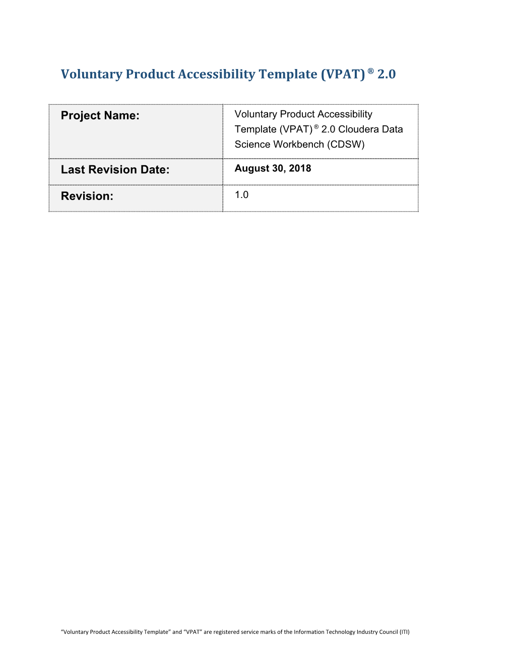 Cloudera CDSW VPAT