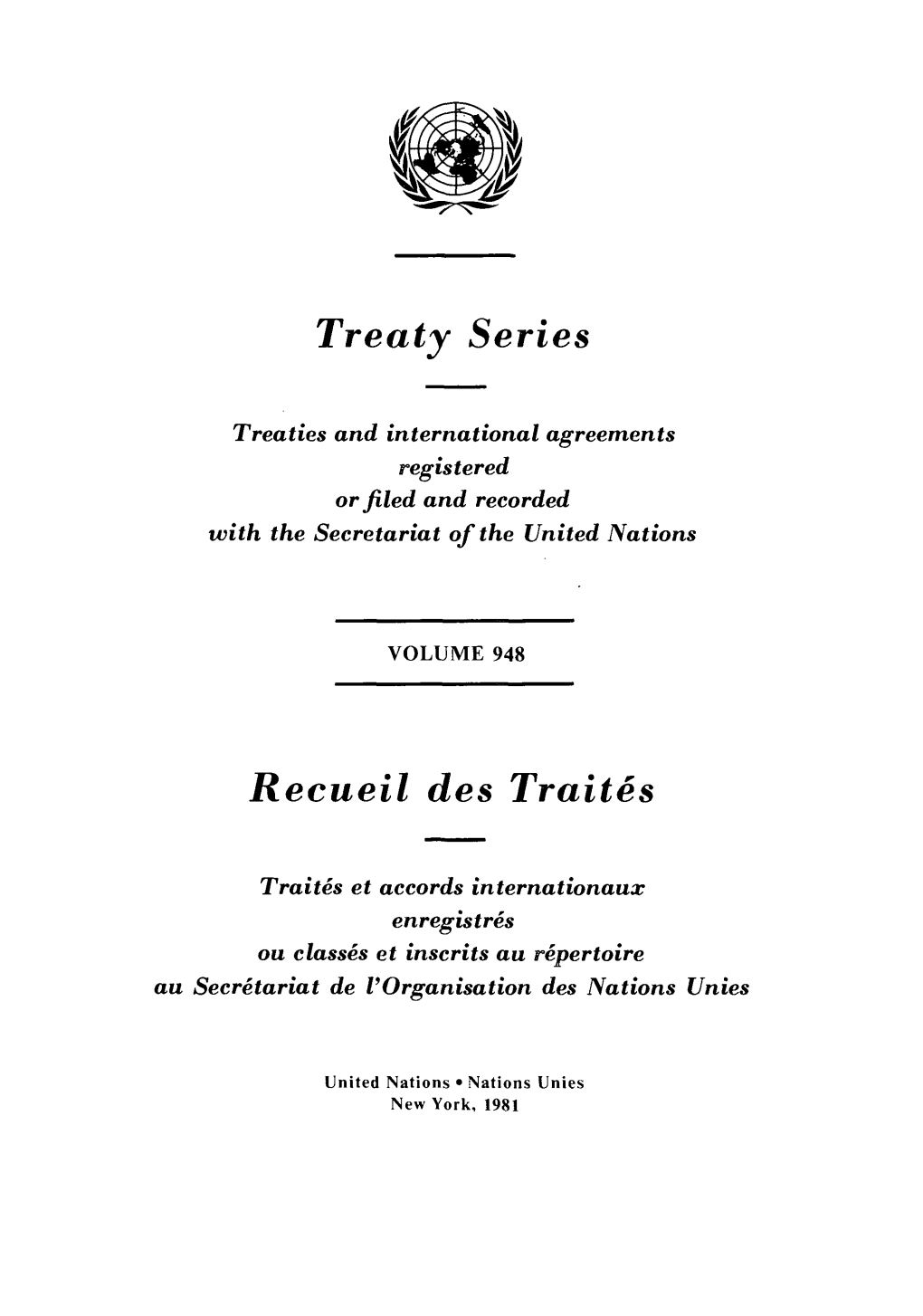 Treaty Series Recueil Des Traites