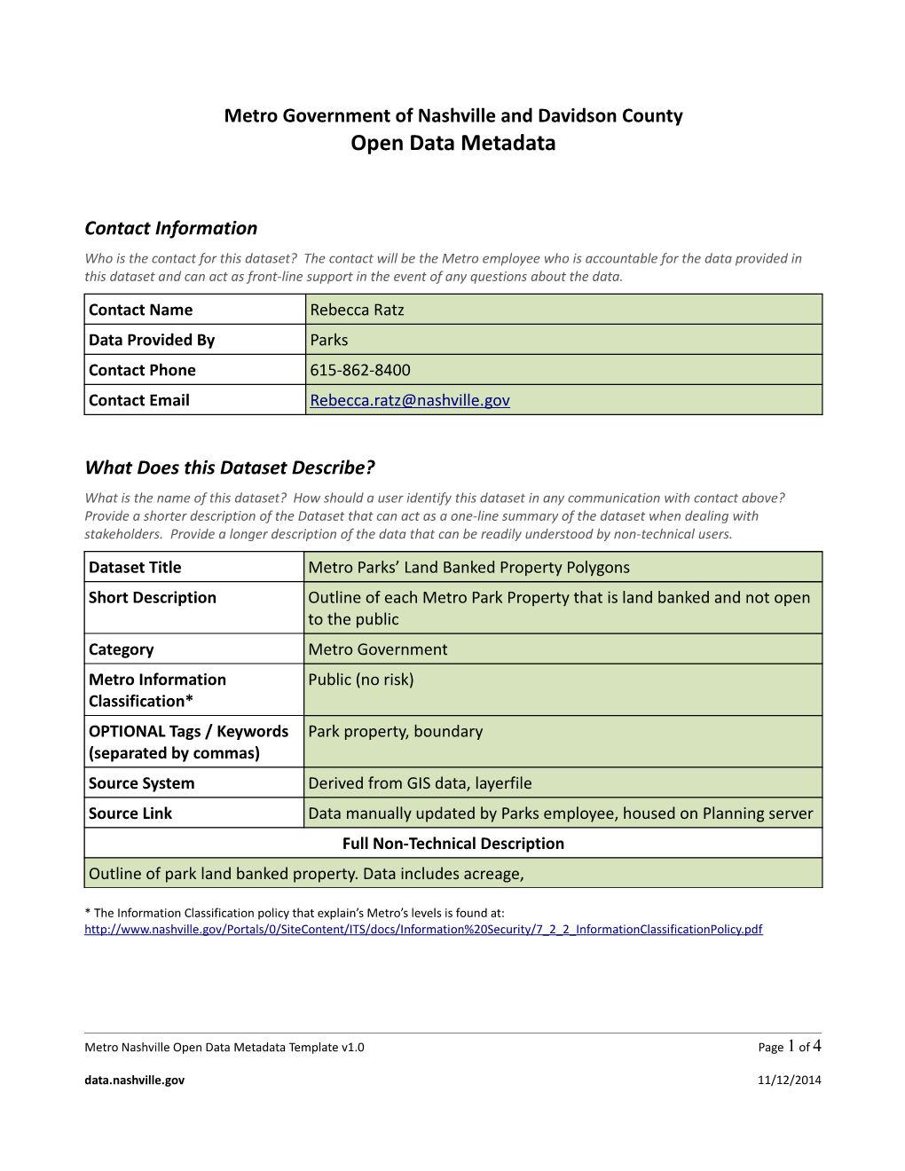 Metro Government of Nashville and Davidson Countyopen Data Metadata s1