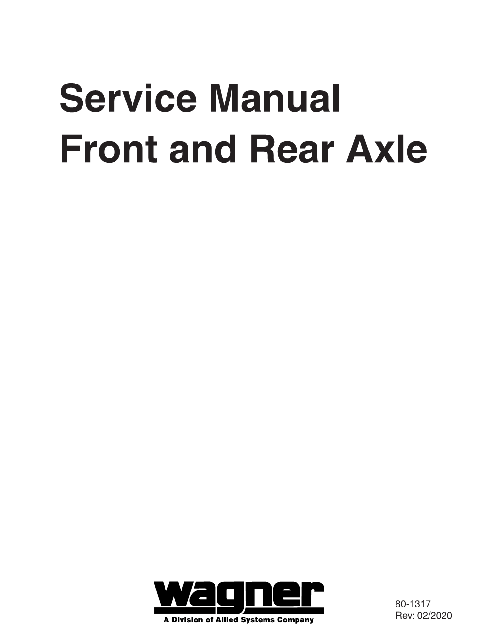 Service Manual Front and Rear Axle