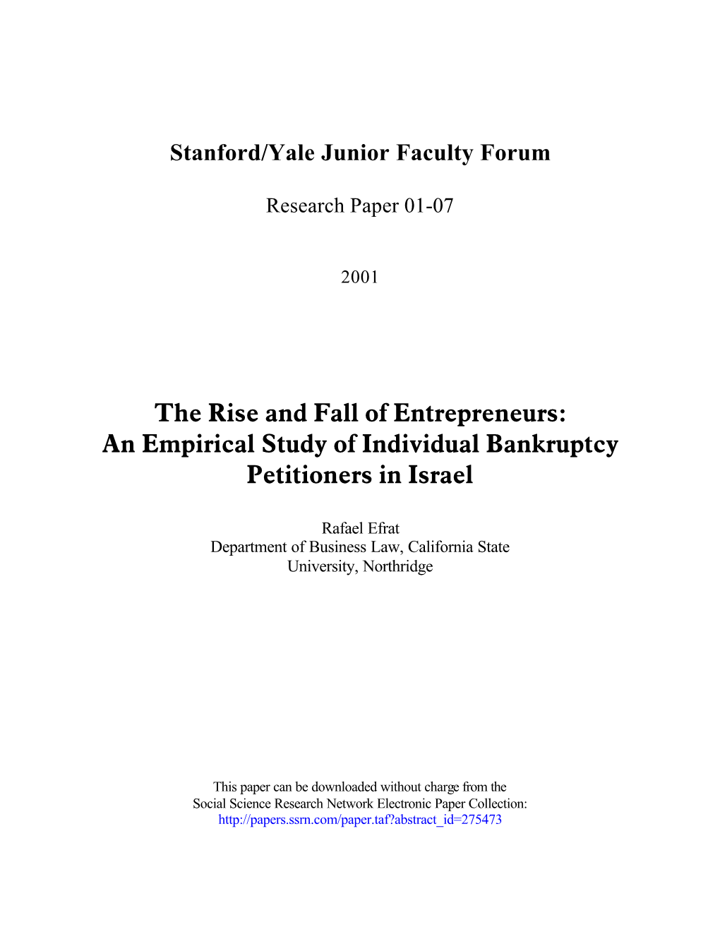 An Empirical Study of Individual Bankruptcy Petitioners in Israel