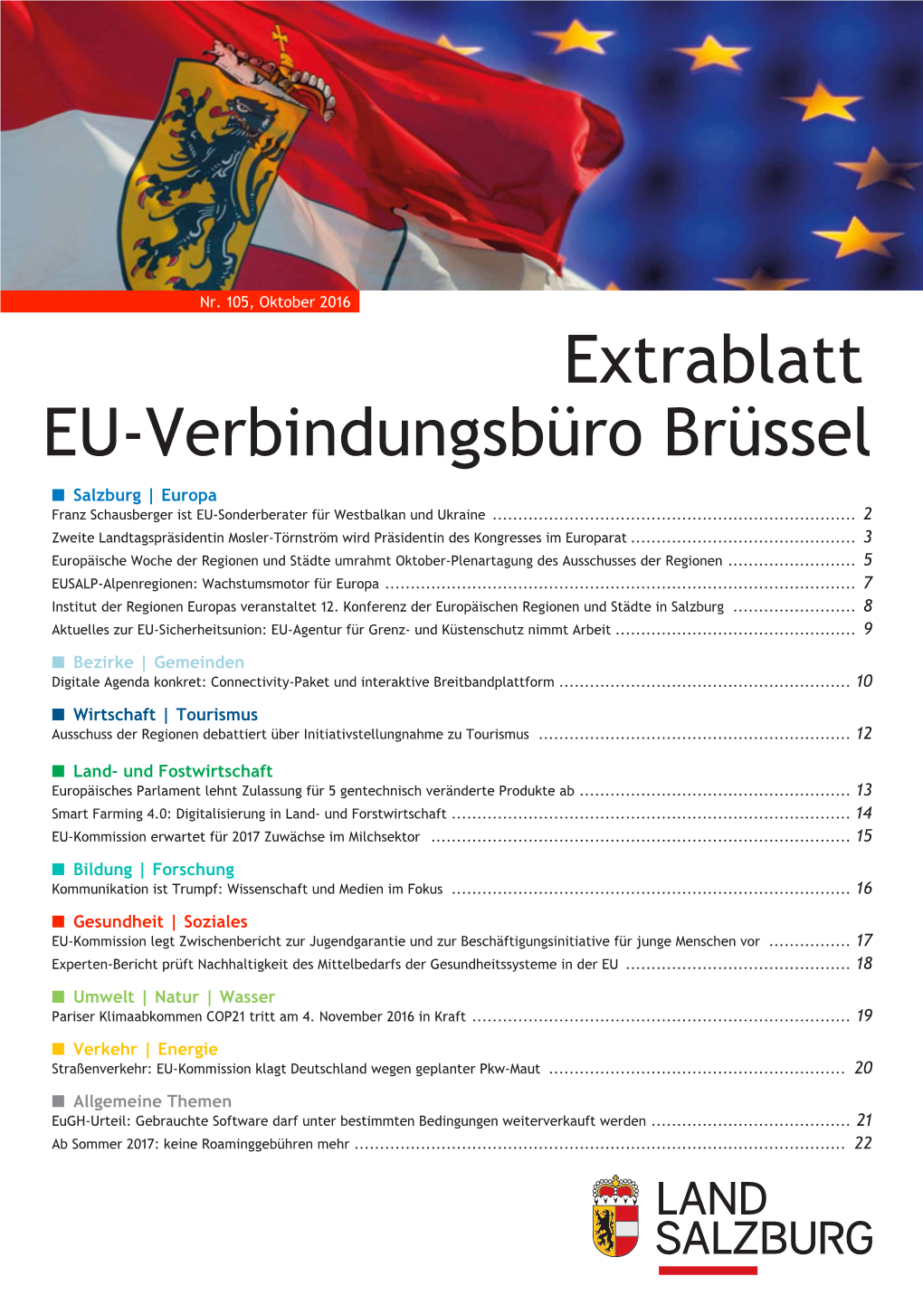 Extrablatt Nr. 105 | Oktober 2016 Salzburg | Europa