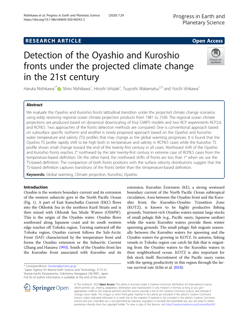 Detection of the Oyashio and Kuroshio Fronts Under the Projected Climate