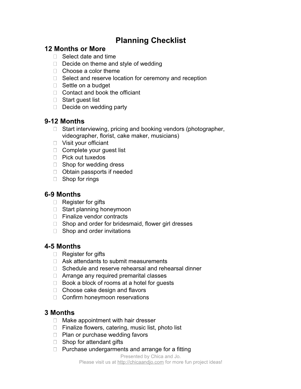 Planning Checklist