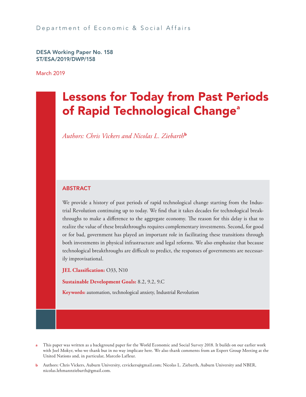 Lessons for Today from Past Periods of Rapid Technological Changea