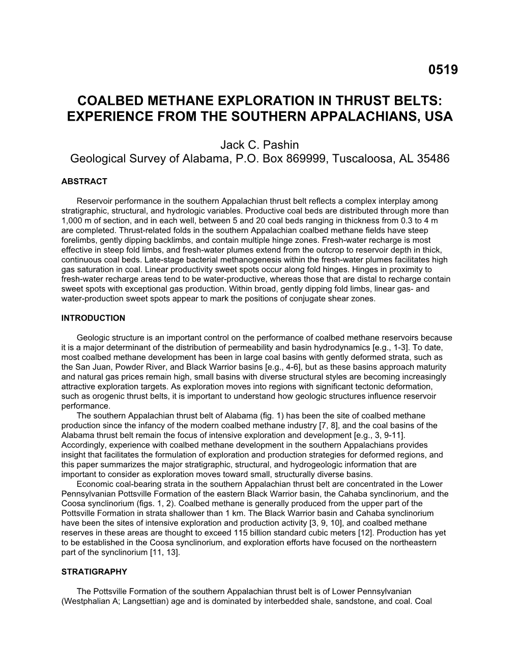 0519 Coalbed Methane Exploration in Thrust Belts