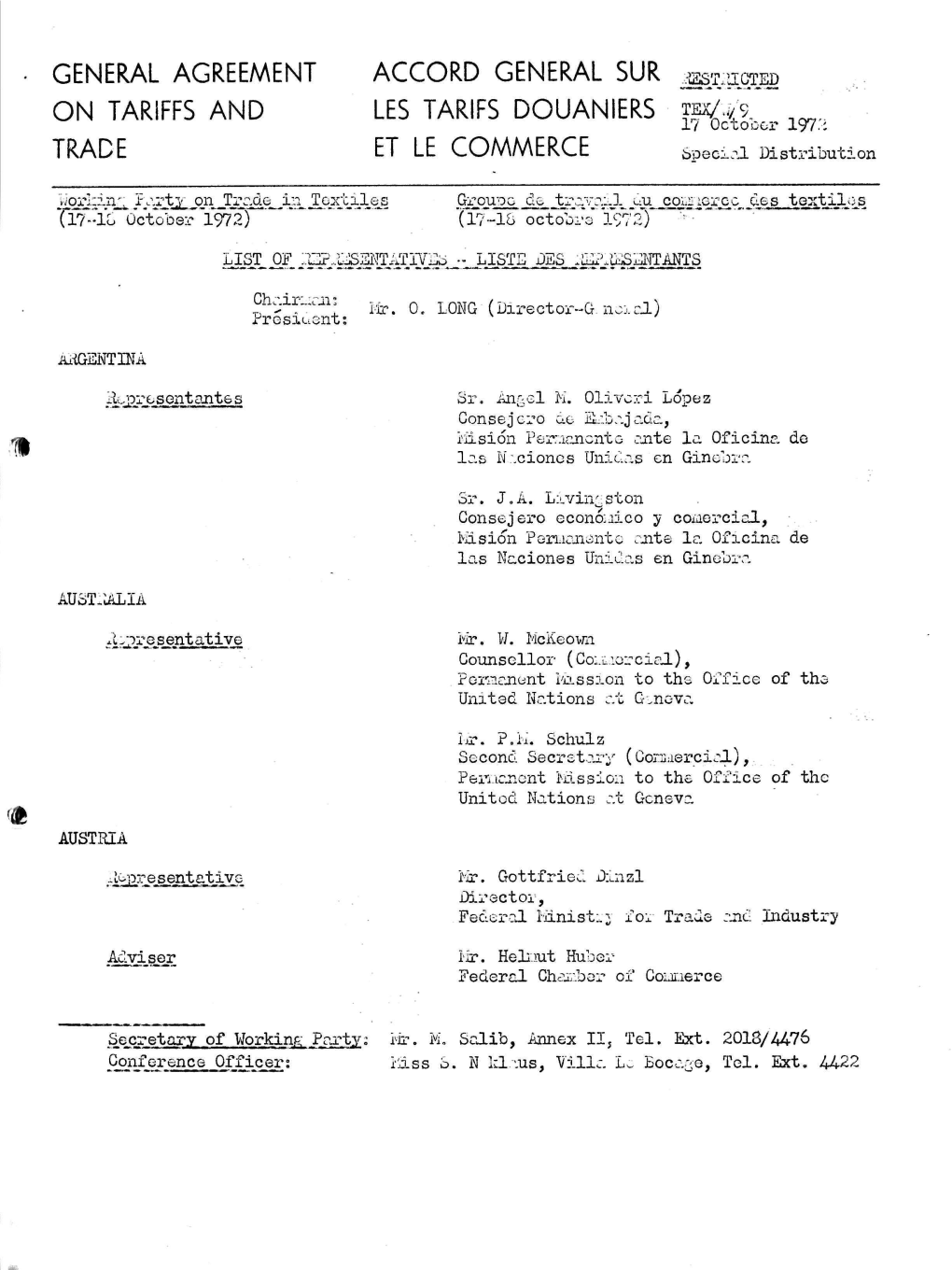 GENERAL AGREEMENT ACCORD GENERAL SUR M W S M on TARIFFS and LES TARIFS DOUANIERS Pv.,9. ,„