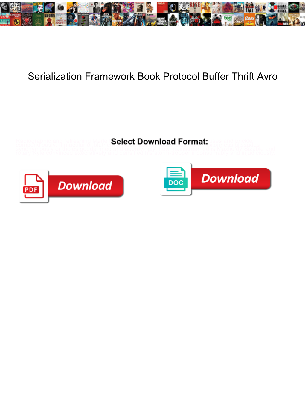 Serialization Framework Book Protocol Buffer Thrift Avro