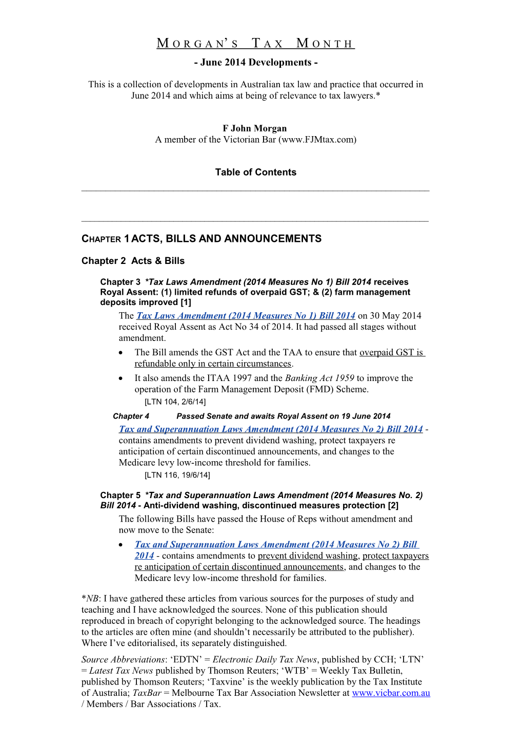 Morgan S Tax Month June 2014 Developments