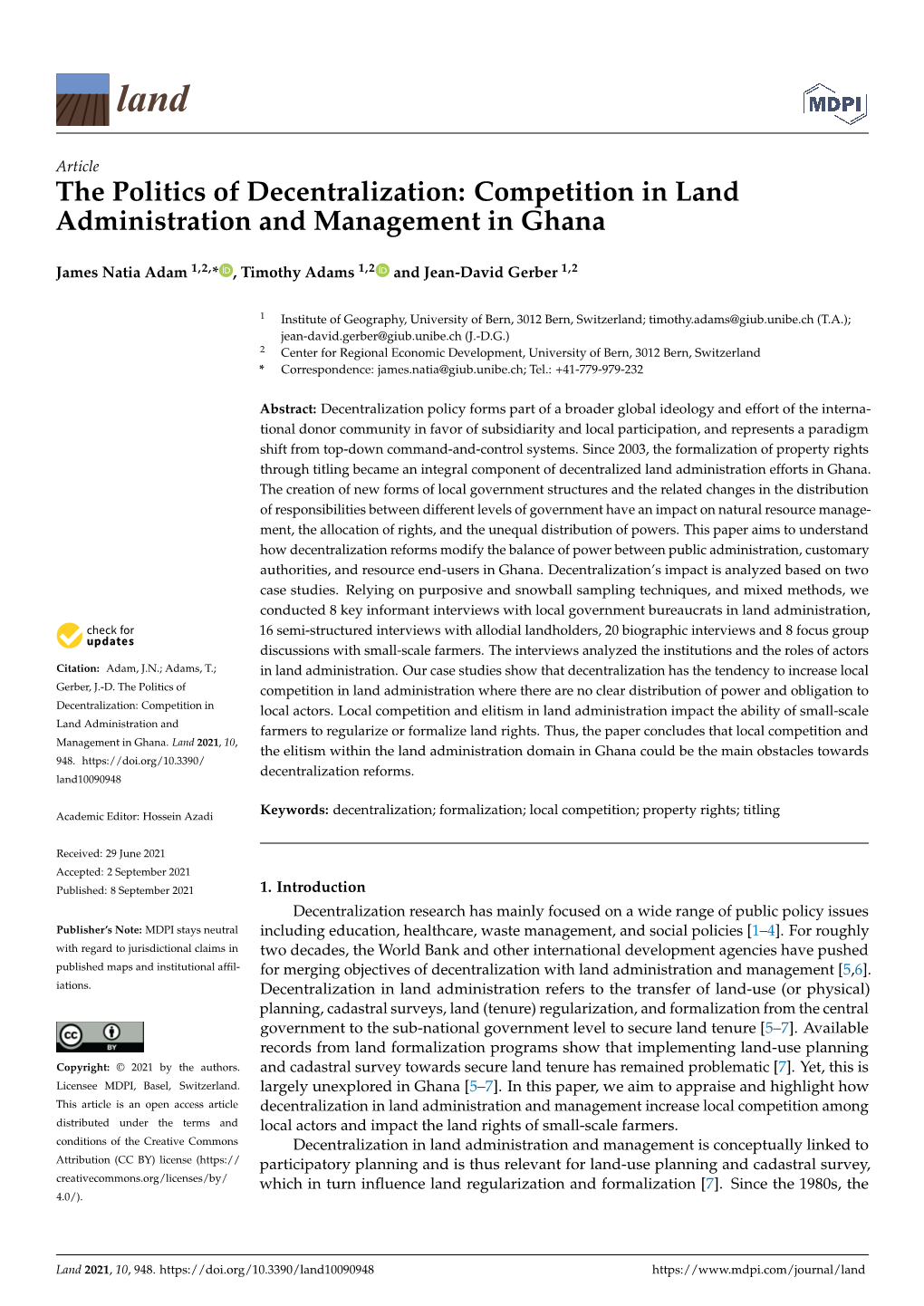 Competition in Land Administration and Management in Ghana