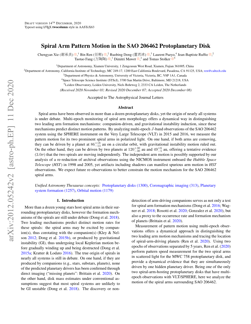 Spiral Arm Pattern Motion in the SAO 206462 Protoplanetary Disk