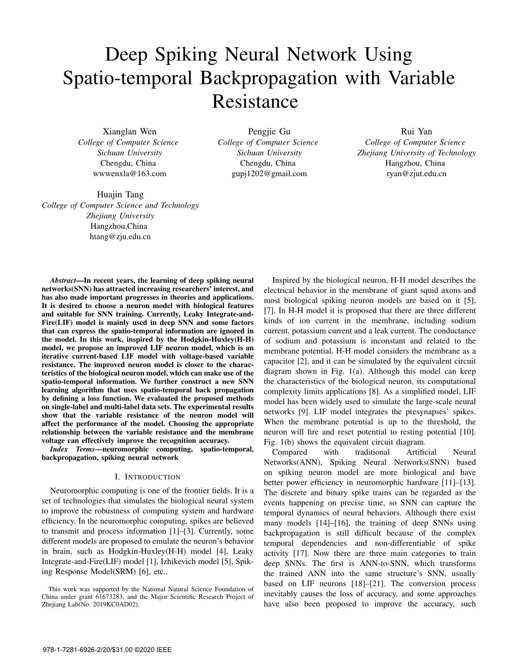 Deep Spiking Neural Network Using Spatio-Temporal Backpropagation with Variable Resistance