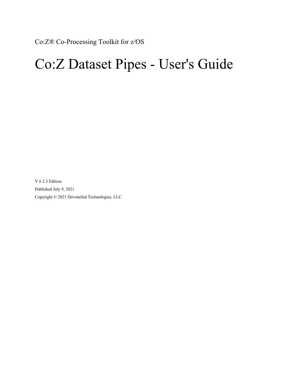 Co:Z Dataset Pipes - User's Guide