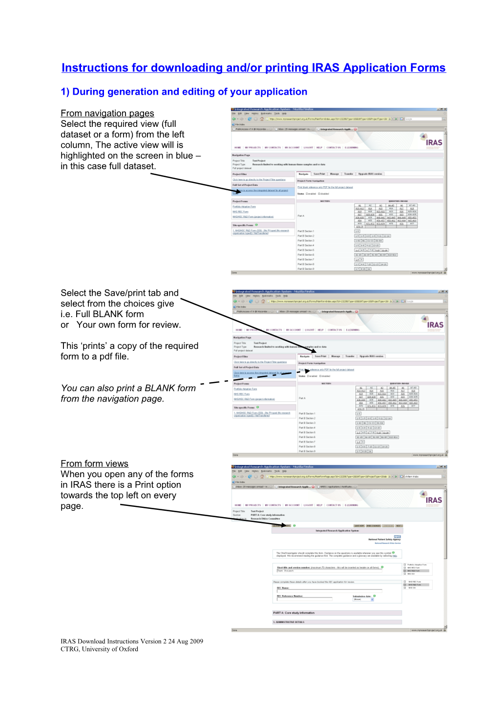 Instructions for Downloading the COREC Ethics Application Form As a Pdf File