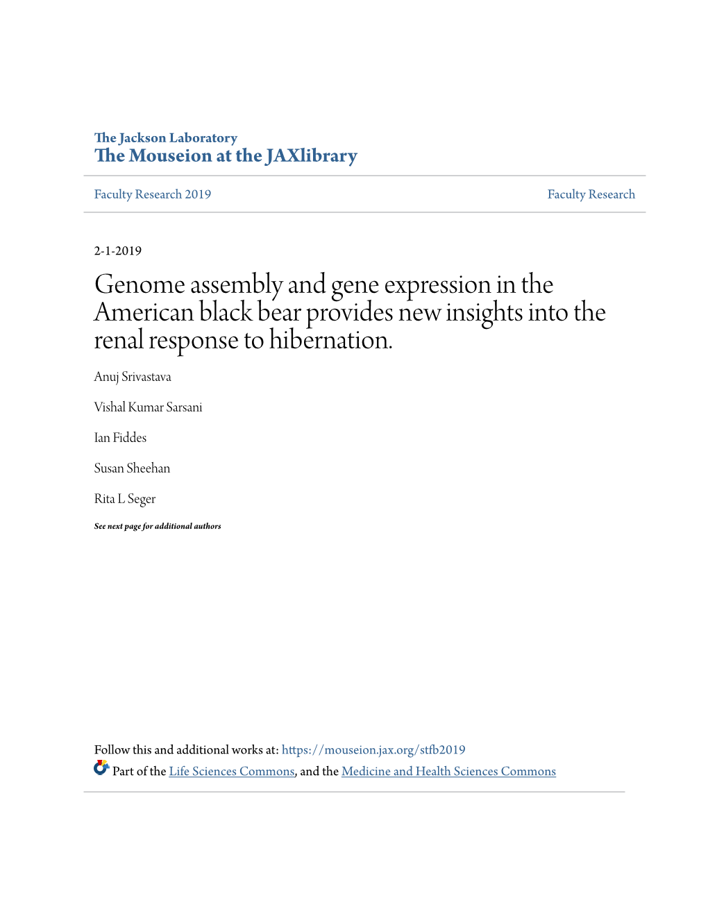 Genome Assembly and Gene Expression in the American Black Bear Provides New Insights Into the Renal Response to Hibernation