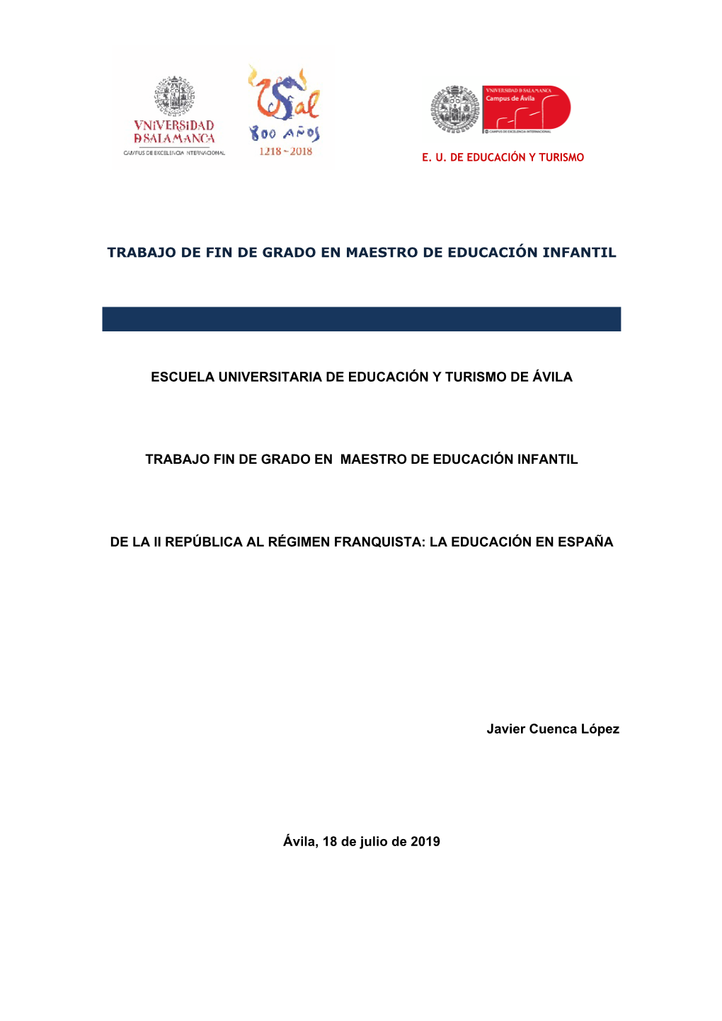 Trabajo De Fin De Grado En Maestro De Educación Infantil